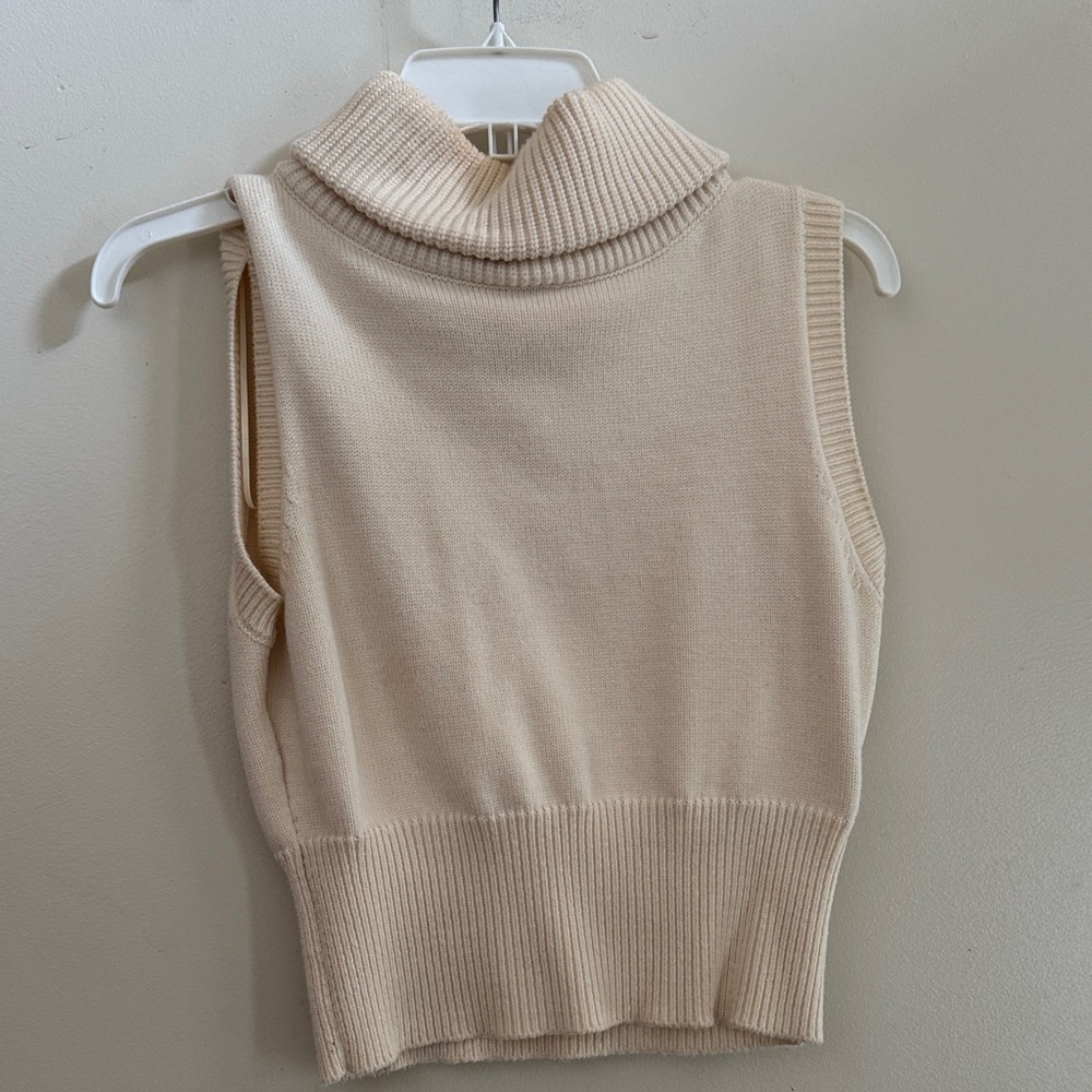 Zara Beige Sleeveless Turtleneck Sweater